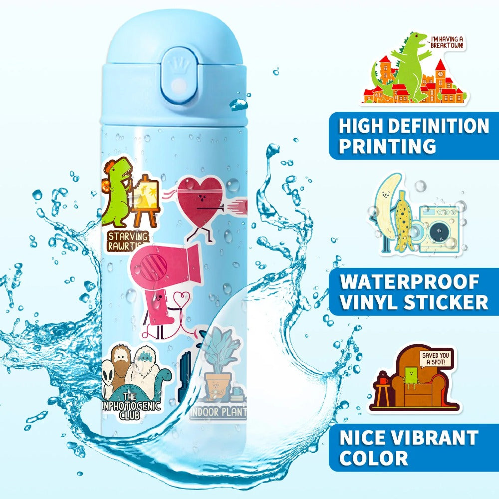 50PCS Cartoon Minimalist Food Girl-Themed Doodle Stickers for Suitcases, Guitars, DIY Scrapbooks, Wall Decals, and Toy Decorations