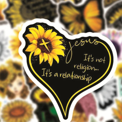 50PCS Cartoon Sunflower “You Are My Sunshine” Doodle Stickers Perfect for Suitcases, Water Bottles, Skateboards, Refrigerators, Stationery Boxes Exquisite DIY Desktop Decor Decals