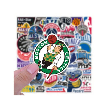 50PCS Cartoon Cool Basketball Team Logo Graffiti Stickers Exquisite Fashion Creative DIY Journal Decorative Decals Suitable for Helmets, Skateboards, Water Bottles, Bags, and Stationery Cases