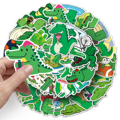 50PCS Cute Cartoon Crocodile Animal Doodle Stickers Exquisite and Stylish DIY Creative Decorations Perfect for Notebooks, Laptops, Refrigerators, Bags, Skateboards, and Stationery Boxes