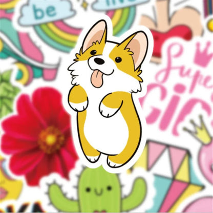 50PCS Adorable Cartoon Girly-Style Fresh & Cute Doodle Stickers Perfect for Suitcases, Refrigerators, Water Bottles, Skateboards, Guitars Exquisite Creative Desktop Decor Decals
