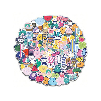 100PCS Korean Instagram-Worthy Girly Doodle Stickers Exquisite Fashion Creative DIY Decorative Decals Perfect for Skateboards, Cars, Helmets, Laptops, and Stationery Boxes