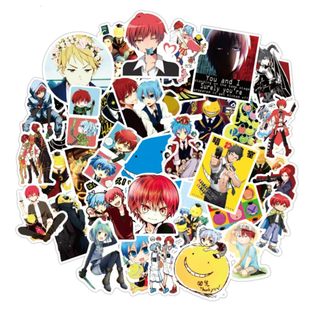 50PCS Japanese Anime Assassination Classroom Doodle Stickers Perfect for Laptops, Phone Cases, Water Bottles, Skateboards, Stationery Boxes Exquisite Creative Desktop Decor Decals