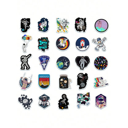 50PCS Cartoon Space Astronaut Rocket Universe Doodle Stickers Perfect for Notebooks, Guitars, Helmets, Stationery Boxes, and Desktop Decor