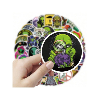 50PCS Cartoon Alien Fashion Graffiti Stickers Exquisite Creative DIY Journal Decorative Decals Suitable for Skateboards, Laptops, Helmets, Guitars, and Stationery Boxes