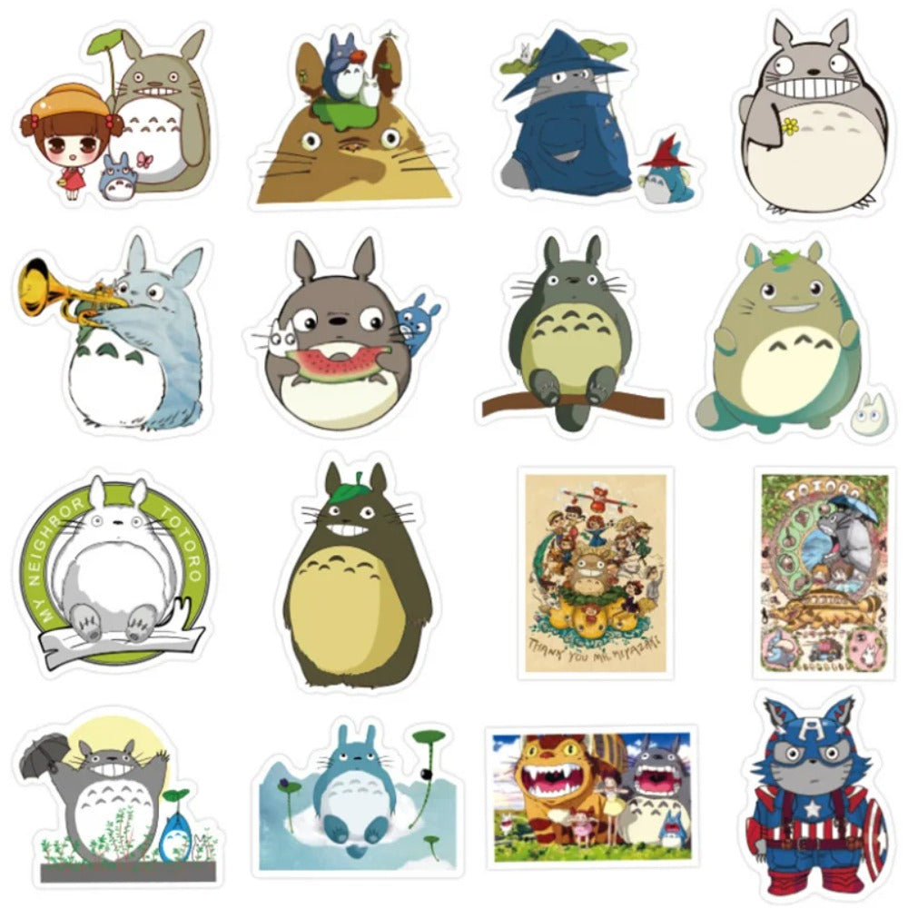 50PCS Cartoon Hayao Miyazaki Anime My Neighbor Totoro Adorable Doodle Stickers Perfect for Decorating Luggage, Laptops, Skateboards, Water Bottles, Stationery Boxes Exquisite Desktop Decals