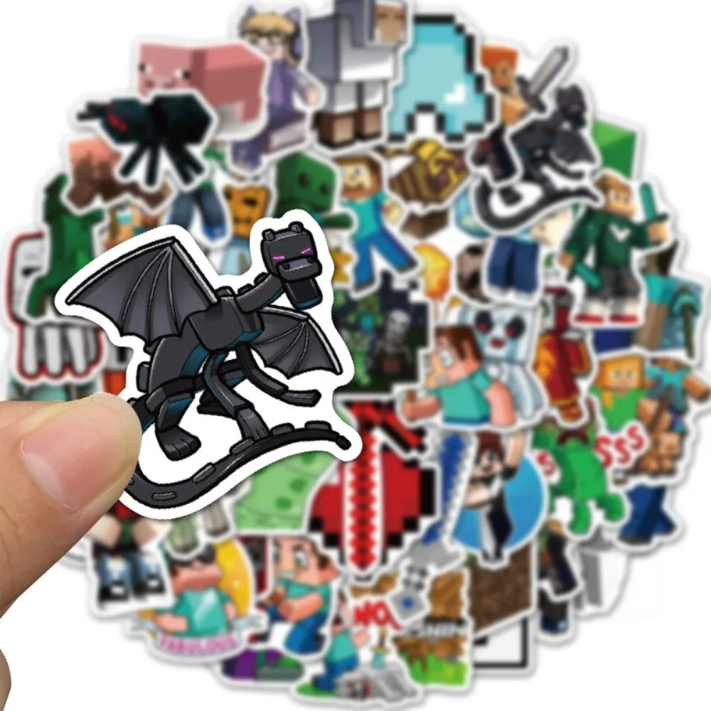 50PCS Minecraft Inspired Stickers - Block Game Decals for Laptops, Water Bottles, Gaming Setups & Video Game Fan Gifts