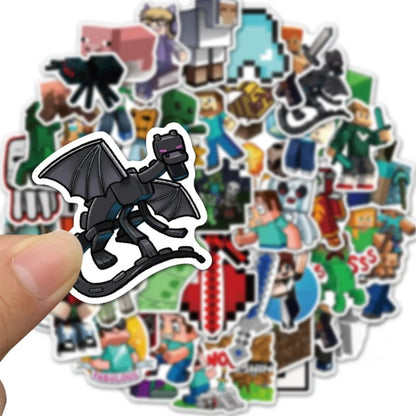 50PCS Minecraft Inspired Stickers - Block Game Decals for Laptops, Water Bottles, Gaming Setups & Video Game Fan Gifts