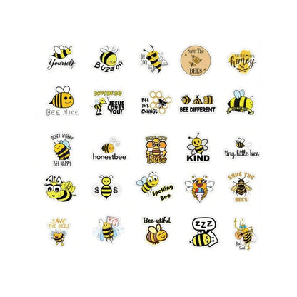 50PCS Fresh & Cute Bee Insect Cartoon Doodle Stickers Exquisite Fashion Creative DIY Journal Decorative Decals Suitable for Cups, Helmets, Skateboards, Refrigerators, Stationery Boxes