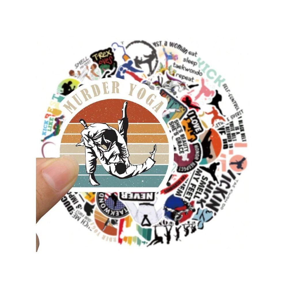 50PCS Taekwondo Series Cartoon Doodle Stickers Exquisite, Fashionable, Creative DIY Decorative Decals Suitable for Suitcases, Laptops, Phone Cases, and Stationery Boxes