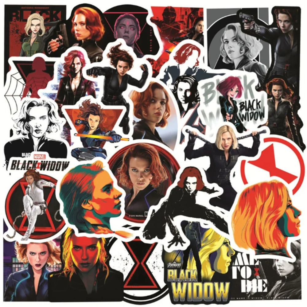50PCS Black Widow Graffiti Stickers for Suitcases, Laptops, Skateboards, Water Bottles, Stationery Boxes - Exquisite Creative DIY Desktop Decor Decals