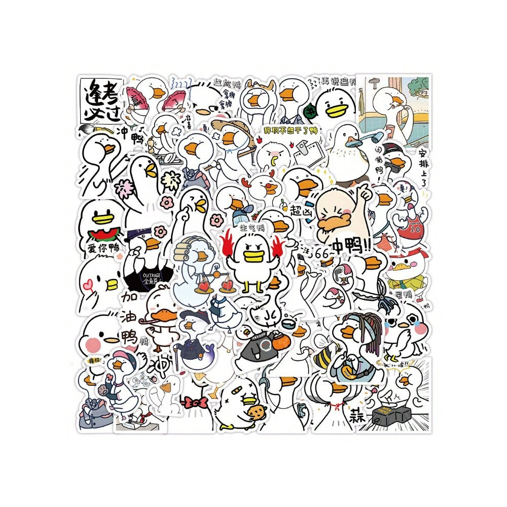 50PCS Adorable Duckling Animal Cartoon Doodle Stickers Exquisite and Stylish DIY Creative Decorative Stickers for Notebooks Suitable for Fridges, Water Bottles, Helmets, Guitars, Skateboards, and Stationery Boxes