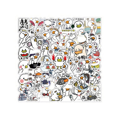 50PCS Adorable Duckling Animal Cartoon Doodle Stickers Exquisite and Stylish DIY Creative Decorative Stickers for Notebooks Suitable for Fridges, Water Bottles, Helmets, Guitars, Skateboards, and Stationery Boxes