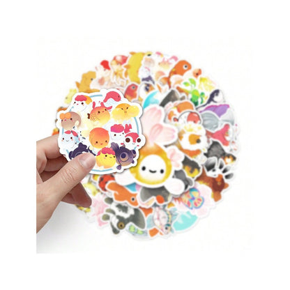 50PCS Cute Cartoon Goldfish Ornamental Fish Doodle Stickers Exquisite DIY Fashion Decals for Luggage, Laptops, Water Bottles, Skateboards, Helmets, and Stationery Cases
