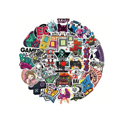 50PCS Cartoon Retro Game Console Series Doodle Stickers Cool Fashion DIY Decorative Stickers for Notebooks Perfect for Suitcases, Laptops, Skateboards, Pencil Cases, and Desktops