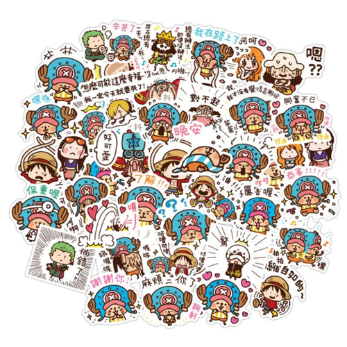 50PCS Anime One Piece Chopper Character Doodle Stickers Suitable for Suitcases, Laptops, Water Bottles, Skateboards, Stationery Boxes, Desktop Decorations, and Journal Stickers