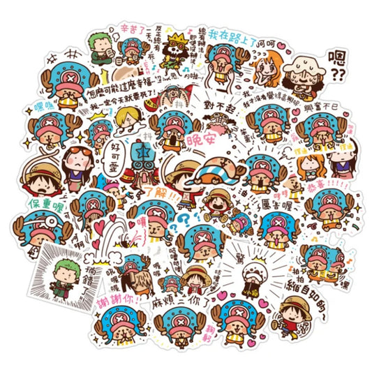 50PCS Anime One Piece Chopper Character Doodle Stickers Suitable for Suitcases, Laptops, Water Bottles, Skateboards, Stationery Boxes, Desktop Decorations, and Journal Stickers