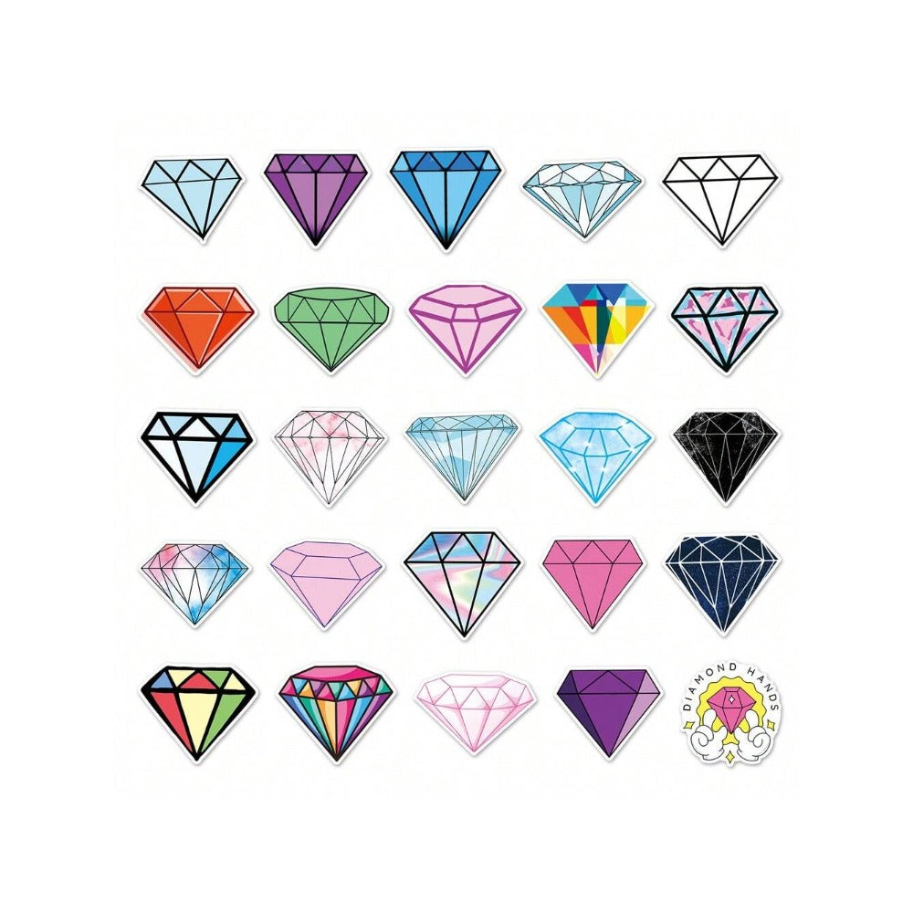 50PCS Sparkling Diamond Cartoon Doodle Stickers Exquisite Creative DIY Decorative Decals Suitable for Phone Cases, Luggage, Refrigerators, Guitars, Skateboards, Stationery Boxes, and Desktops