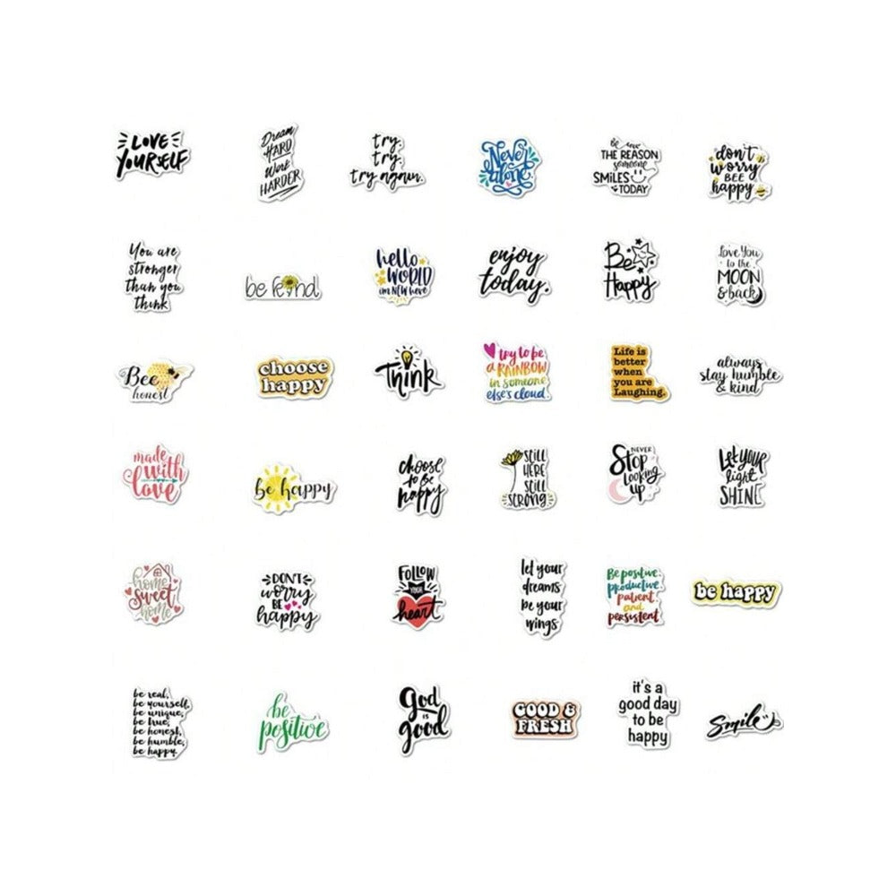 50PCS Inspirational English Slogan Graffiti Stickers Exquisite, Stylish, Creative DIY Journal Decor Decals Suitable for Mugs, Helmets, Skateboards, and Pencil Cases