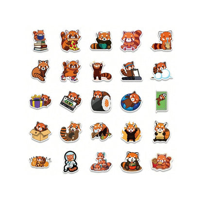50PCS Cartoon Cute Raccoon Doodle Stickers Exquisite, Fashionable, Creative DIY Decorative Sticker Art Perfect for Notebooks, Refrigerators, Skateboards, Suitcases, Laptops, Stationery Boxes, and Desktops
