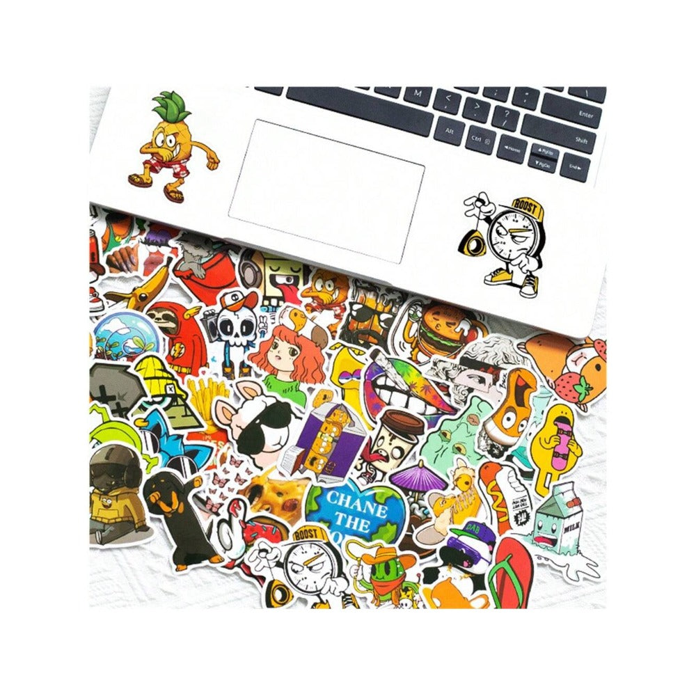 50PCS Cartoon Funny Animal Food Doodle Stickers Exquisite, Fashionable, Creative DIY Decorative Sticker Sheets Suitable for Helmets, Laptops, Skateboards, Water Bottles, and Stationery Cases