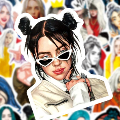 50PCS Western Pop Singer Stickers - Music Star Decals for Laptops, Water Bottles, Journals & Music Fan Gifts