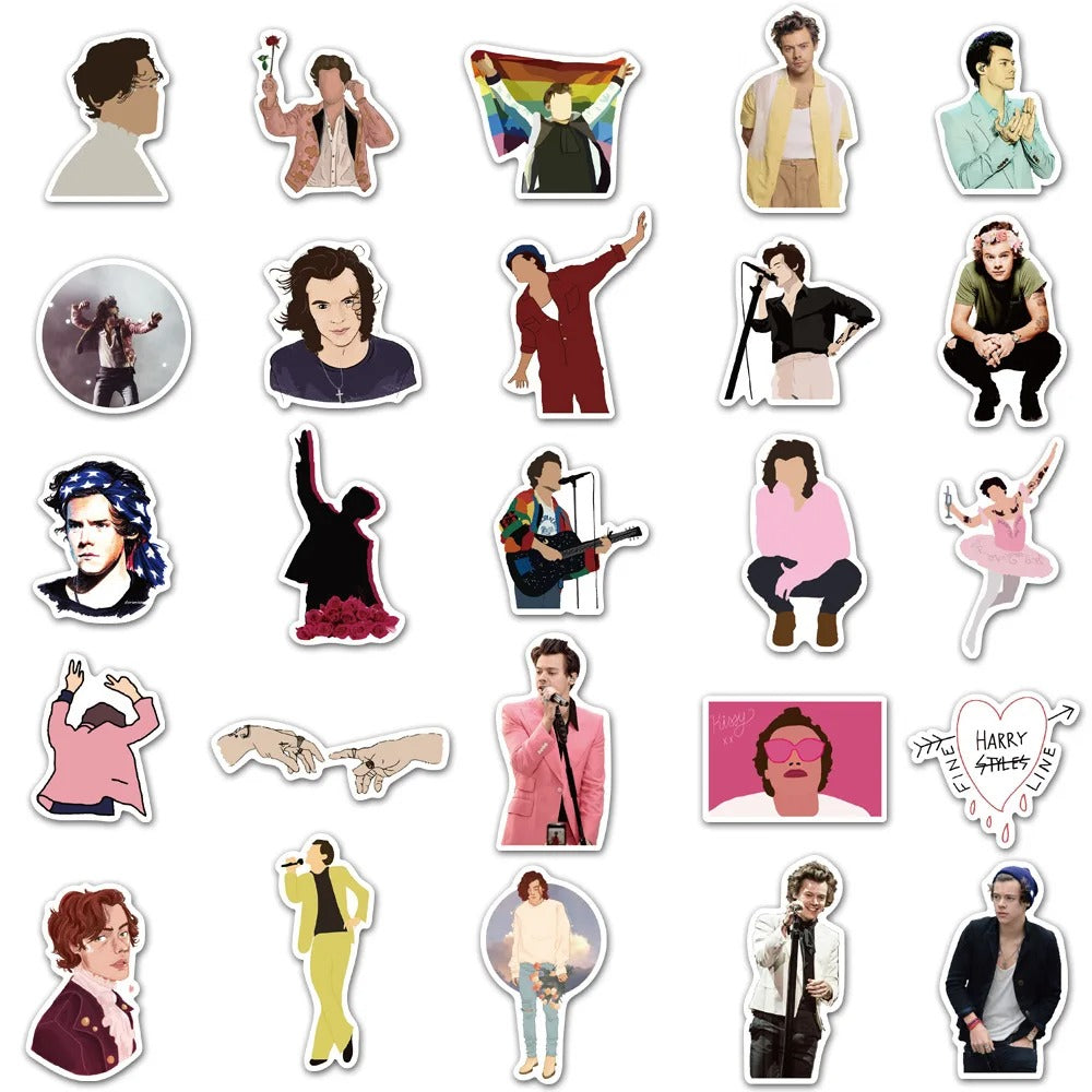 50PCS British Pop Singer Merchandise Graffiti Stickers for Suitcases, Laptops, Skateboards, Water Bottles, Helmets, Stationery Boxes, and Elegant Desktop Decor Decals