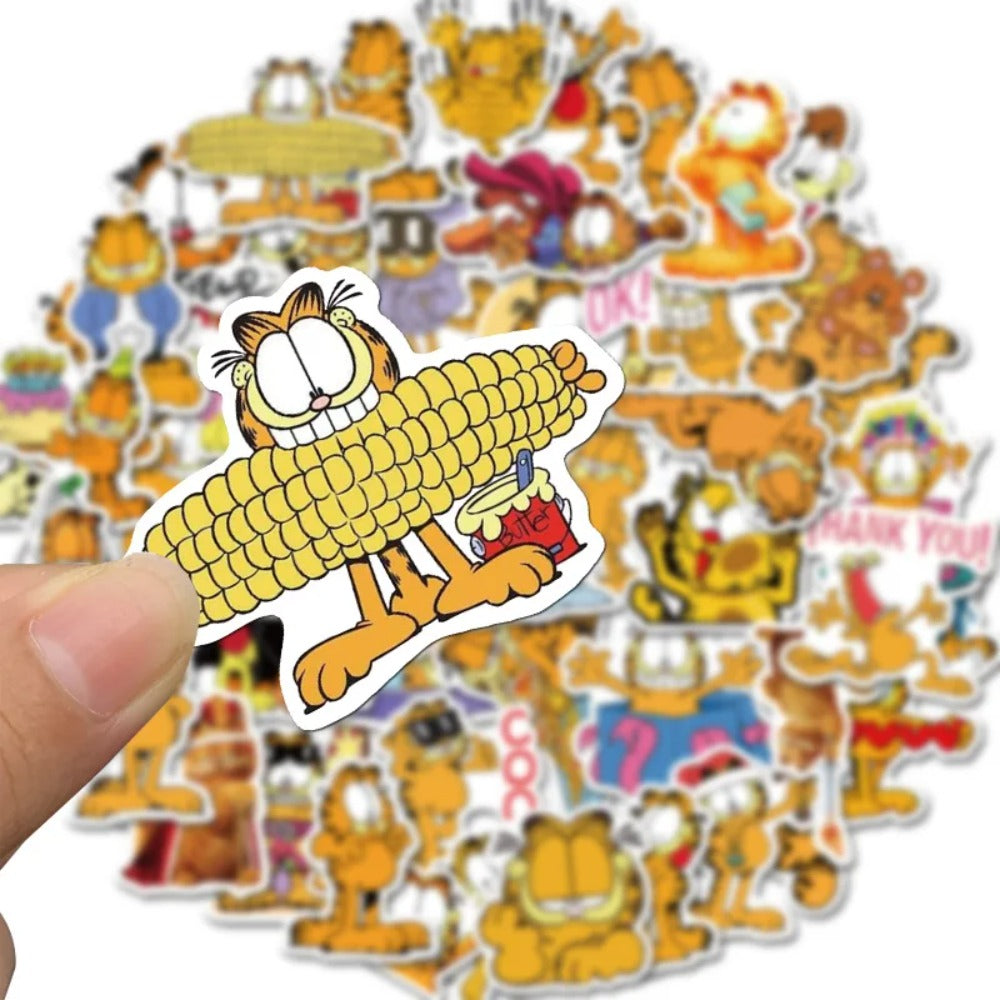 50PCS Adorable Cartoon Garfield Animal Doodle Stickers Perfect for Bags, Skateboards, Water Bottles, Helmets, Guitars, Stationery Boxes Exquisite DIY Desktop Decor Decals