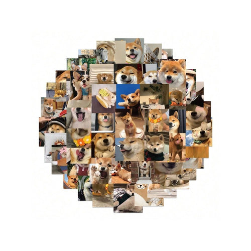 55PCS Adorable Corgi & Shiba Inu Animal Doodle Stickers Exquisite, Fashionable, Creative DIY Journal Decorations Suitable for Water Bottles, Helmets, Skateboards, and Stationery Cases