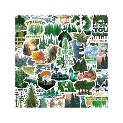 50PCS Outdoor Forest Animal Doodle Stickers Exquisite, Stylish, Creative DIY Journal Decorations Suitable for Helmets, Cars, Suitcases, Skateboards, Water Bottles, and Stationery Cases