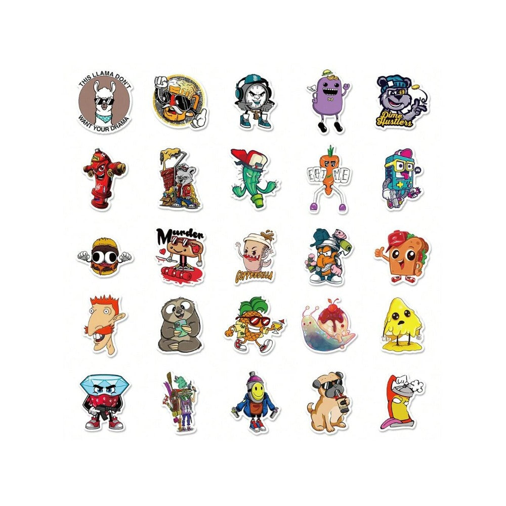 50PCS Cartoon Pop Culture Graffiti Stickers Exquisite, Fashionable, Creative DIY Journal Decorations Suitable for Cups, Helmets, Skateboards, and Stationery Cases