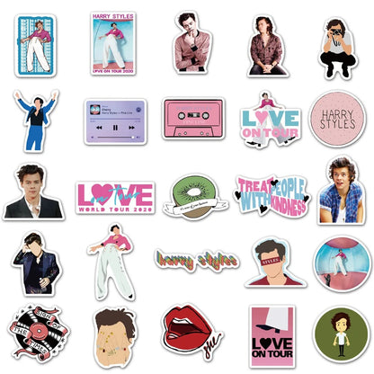 50PCS British Pop Singer Merchandise Graffiti Stickers for Suitcases, Laptops, Skateboards, Water Bottles, Helmets, Stationery Boxes, and Elegant Desktop Decor Decals