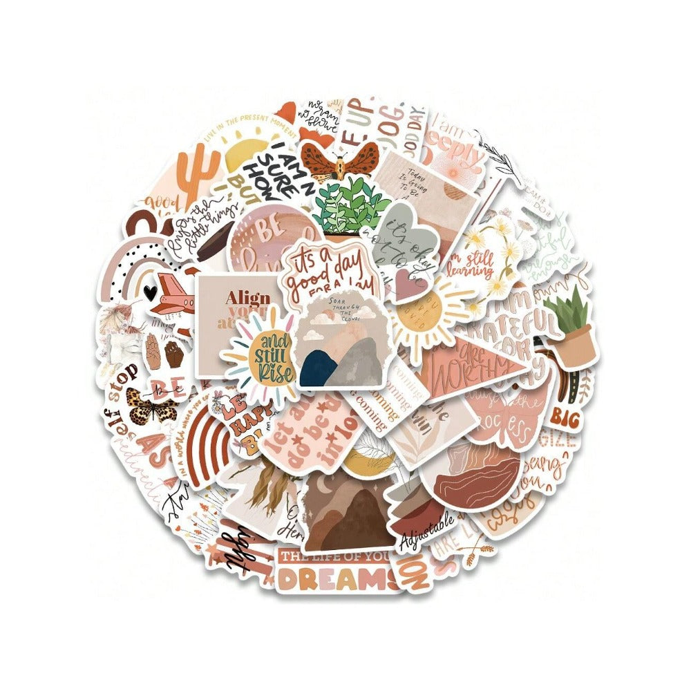 50PCS Cartoon Bohemian Style Graffiti Stickers - Exquisite and Fashionable DIY Journal Decorations Suitable for Skateboards, Guitars, Laptops, and Stationery Boxes
