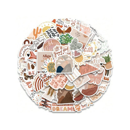 50PCS Cartoon Bohemian Style Graffiti Stickers - Exquisite and Fashionable DIY Journal Decorations Suitable for Skateboards, Guitars, Laptops, and Stationery Boxes