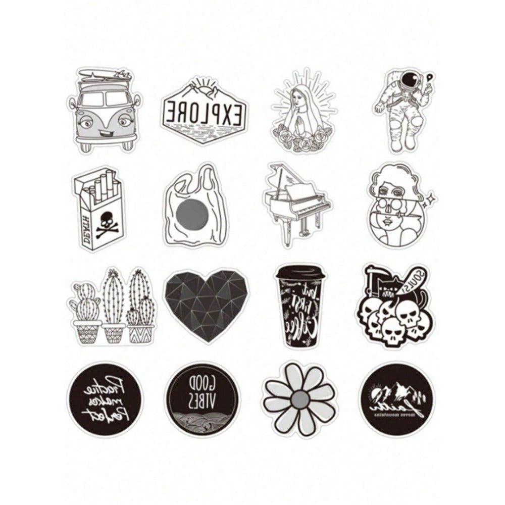 50PCS Minimalist Ink-Style Creative Doodle Stickers Exquisite Fashionable DIY Decorative Stickers for Notebooks Suitable for Mugs, Helmets, Skateboards, and Stationery Cases