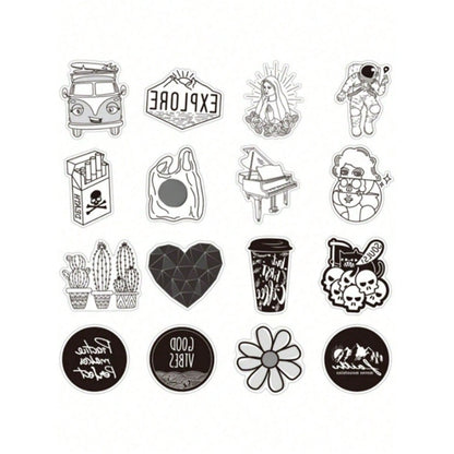 50PCS Minimalist Ink-Style Creative Doodle Stickers Exquisite Fashionable DIY Decorative Stickers for Notebooks Suitable for Mugs, Helmets, Skateboards, and Stationery Cases