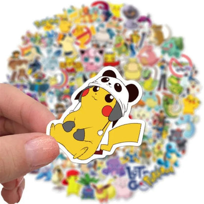 100PCS Japanese Anime Cartoon Pokémon Doodle Stickers Perfect for Phone Cases, Skateboards, Luggage, Laptops, Stationery Boxes Exquisite DIY Decorations for Notebooks and Stickers