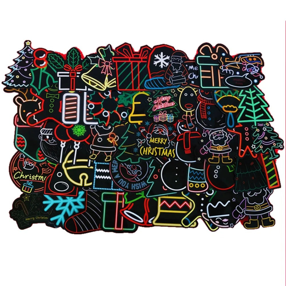 50PCS Christmas Decoration Elements Doodle Stickers for Helmets, Laptops, Water Bottles, Skateboards, Stationery Boxes, and Desktop Decor