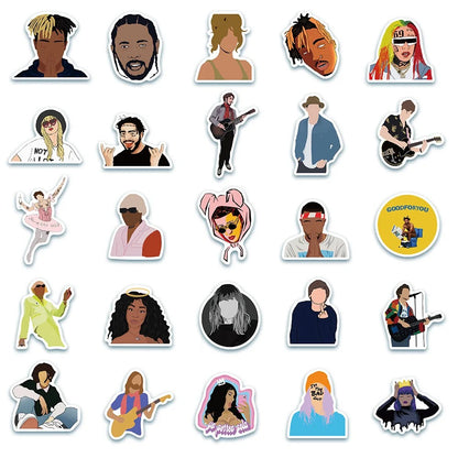 50PCS Lil Peep Graffiti Stickers for Hip-Hop Music Suitable for Notebooks, Luggage, Skateboards, Water Bottles, Stationery Cases, and Desktop Decor