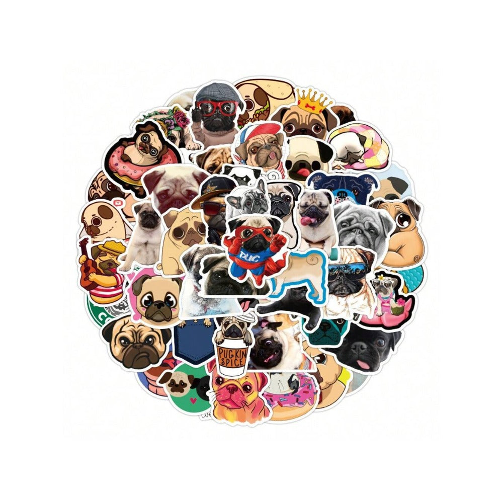 50-Piece Cartoon Cute Shar-Pei Dog Doodle Stickers Exquisite Creative DIY Decorative Stickers for Notebooks Suitable for Fridges, Skateboards, Cups, Helmets, Stationery Boxes, and Desktops