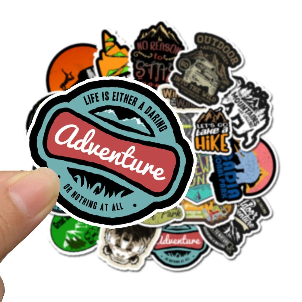 50PCS Outdoor Scenery Cartoon Doodle Stickers Perfect for Suitcases, Skateboards, Water Bottles, Helmets, Stationery Boxes Exquisite DIY Desktop Decorations & Journal Stickers