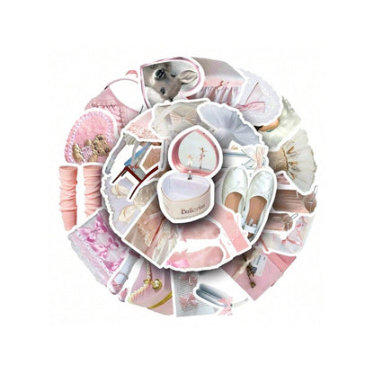 50PCS Cartoon Ballet-Style Doodle Stickers Exquisite and Fashionable DIY Creative Decorative Decals Suitable for Helmets, Laptops, Skateboards, Water Bottles, and Stationery Cases