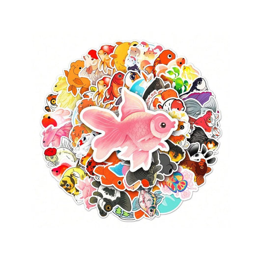 50PCS Cute Cartoon Goldfish Ornamental Fish Doodle Stickers Exquisite DIY Fashion Decals for Luggage, Laptops, Water Bottles, Skateboards, Helmets, and Stationery Cases