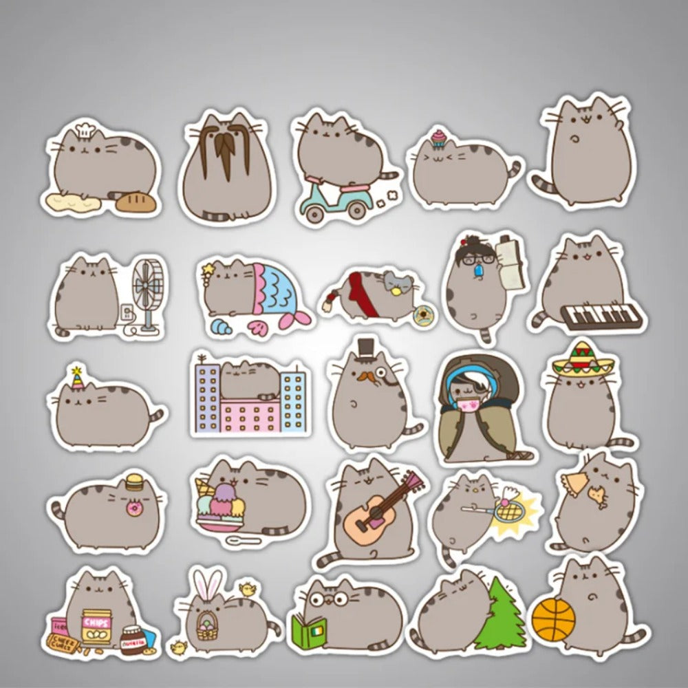 50PCS Cute Cartoon Chubby Cat Doodle Stickers Perfect for Phone Cases, Skateboards, Water Bottles, Helmets, Guitars, and Stationery Boxes Exquisite Creative Decorative Decals