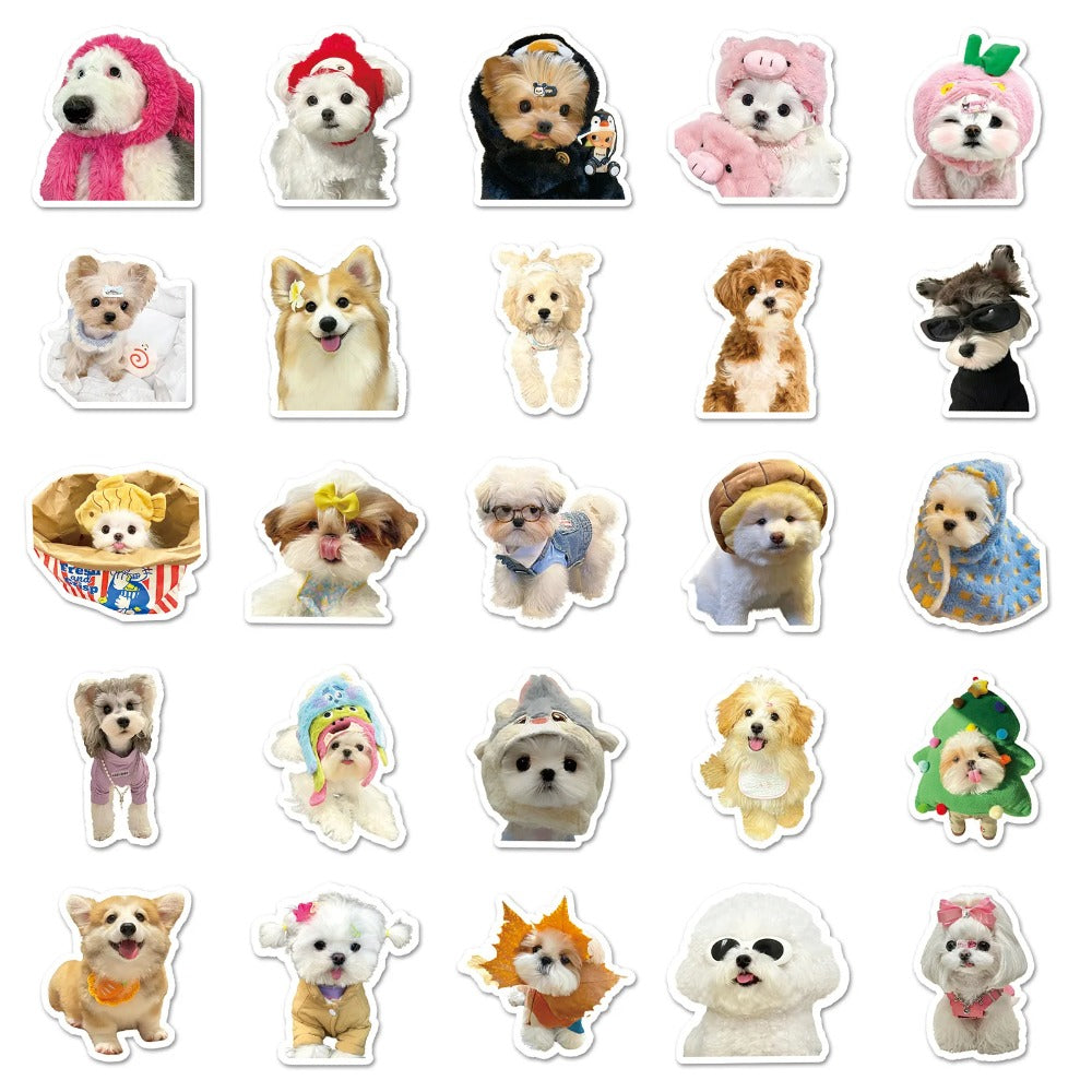 100PCS Cute Dog Doodle Stickers, Bulk Cartoon Puppy Vinyl Decals for Dog Lovers, Planners, and Scrapbooks