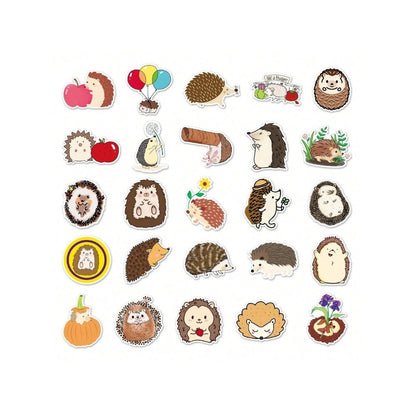 50PCS Cartoon Adorable Hedgehog Animal Doodle Stickers Exquisite Fashion Creative DIY Journal Decorative Decals Suitable for Skateboards, Guitars, Laptops, and Stationery Boxes