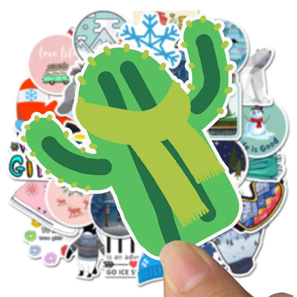 50PCS Cute Cartoon Doodle Stickers Pack, Aesthetic Vinyl Decals for Journal, Laptop, Phone, Water Bottle