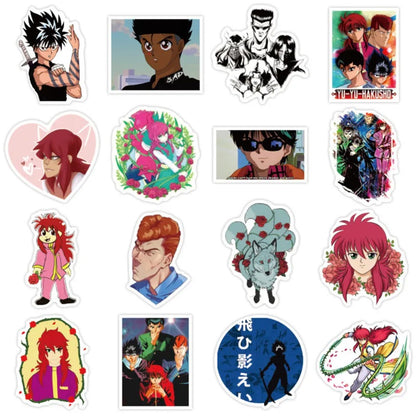 50PCS Yu Yu Hakusho Anime Doodle Stickers - Exquisite Character Merchandise Decals Suitable for Suitcases, Laptops, Skateboards, Water Bottles, and Stationery Cases