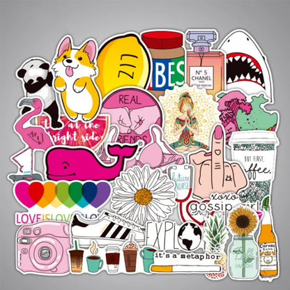 50PCS Cartoon Pink Girly Doodle Stickers Exquisite Creative DIY Decorative Decals Perfect for Suitcases, Skateboards, Water Bottles, Helmets, and Stationery Cases