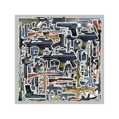 50PCS Military-Style Gun Graffiti Stickers - Exquisite Creative Decorations DIY Decorative Stickers for Notebooks Suitable for Phone Cases, Helmets, Computers, Water Bottles, Desktops, and Stationery Boxes